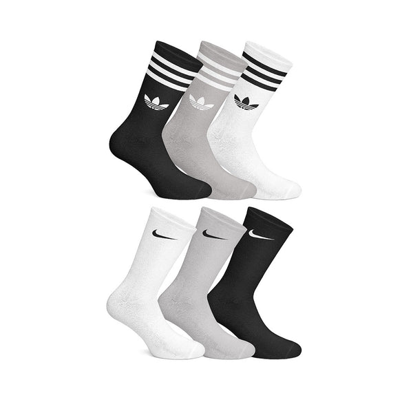 Nike & Adidas Color 6 Pack Socks