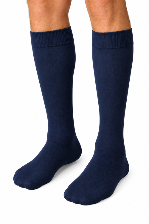 Men's Nylon Navy Mid Calf Socks