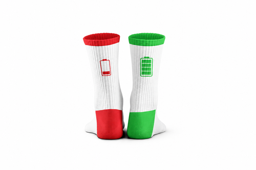 Battery White Mid Calf Socks