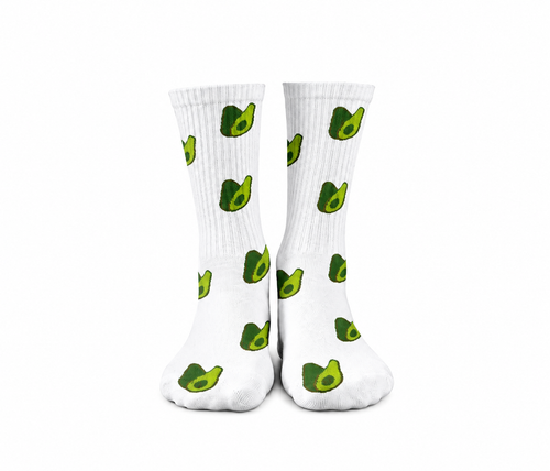 Avocado White Mid Calf Socks