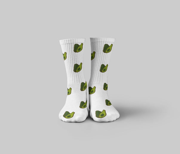 Avocado White Mid Calf Socks
