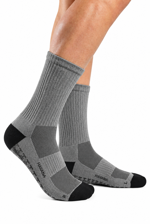 Silicone Grey Havana Mid Calf Socks