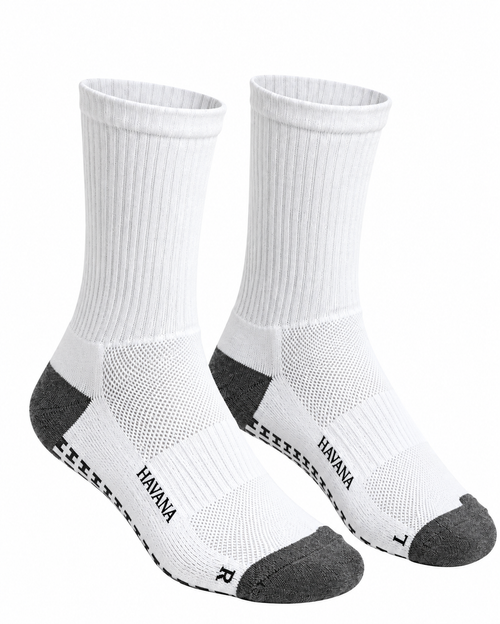 Havana White Silicone Grip Mid Calf Socks