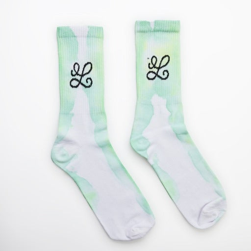 Green tie dye socks