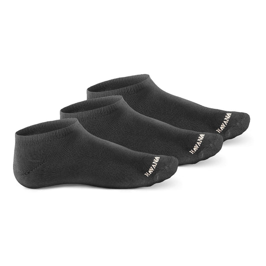 Plain Black Ankle 3 Pack Socks