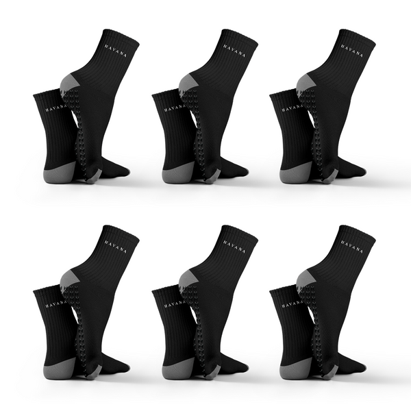 Silicon Black 6 pack Havana Mid Calf Socks