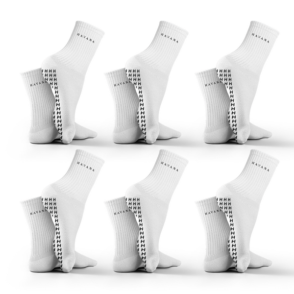 Silicon White 6 pack Havana Mid Calf Socks