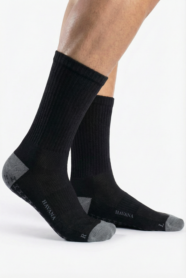 Silicon Black Havana Mid Calf Socks