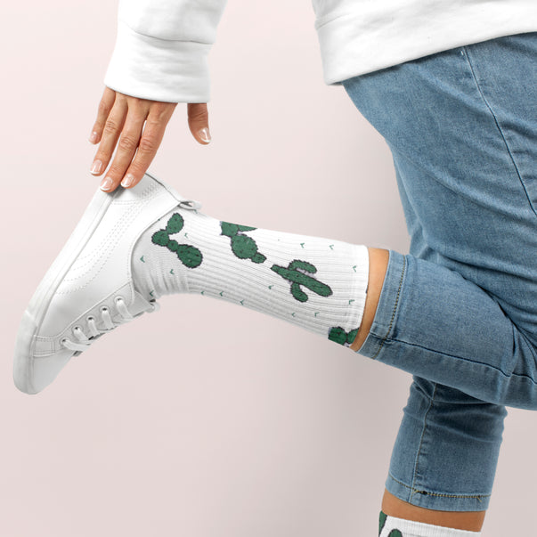 Cactus white Mid Calf socks