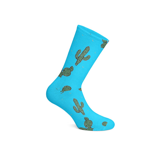 Cactus Blue Mid Calf Socks