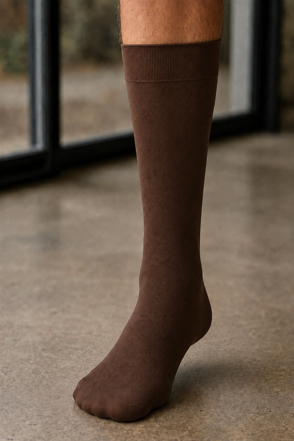 Men’s Naylon Brown Mid Calf Socks