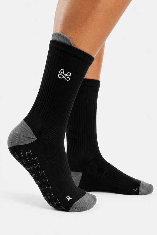 Silicone Black Havana Mid Calf Socks