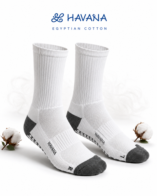 Havana White Silicone Grip Mid Calf Socks