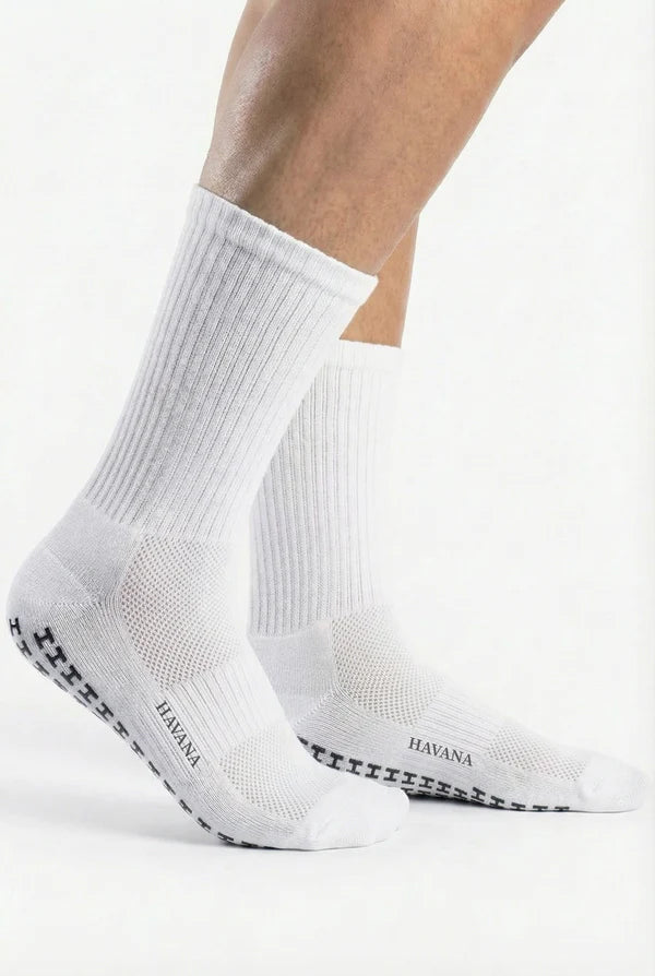 Silicone White Havana Mid Calf socks