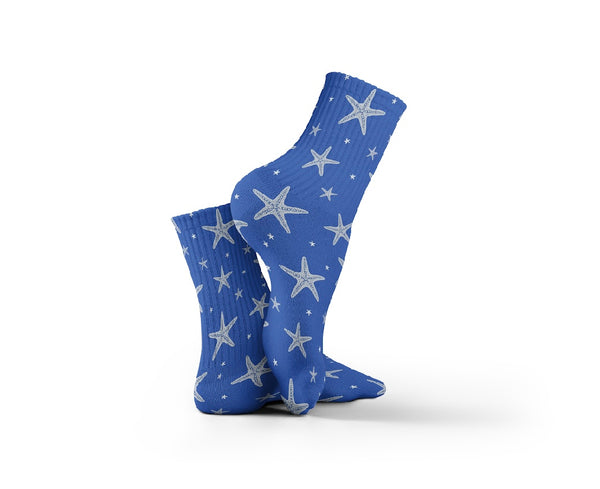 White Starfish Design Socks
