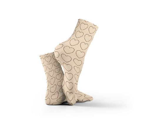 Brown Hearts Socks