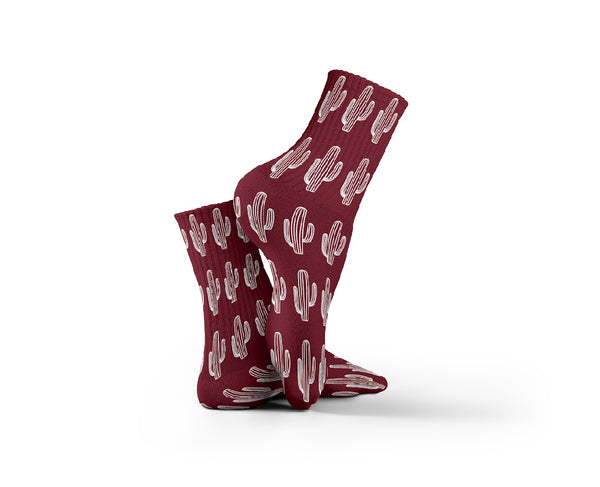 White Cactus Design Socks
