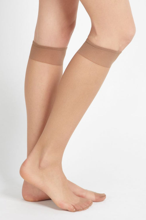 Women's Nylon Beige Mid Calf Socks