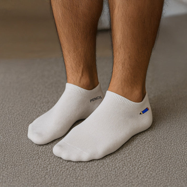 Pencil Low Cut White Socks