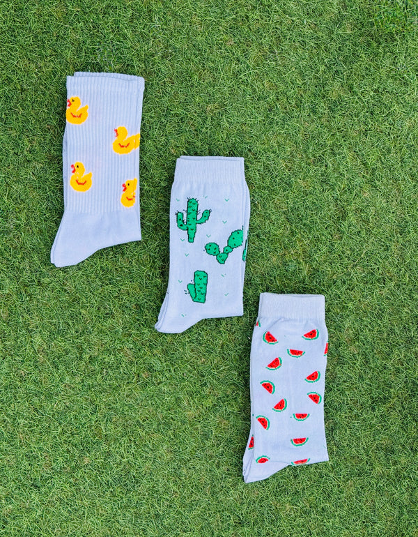 Funny White 3 Pack Socks