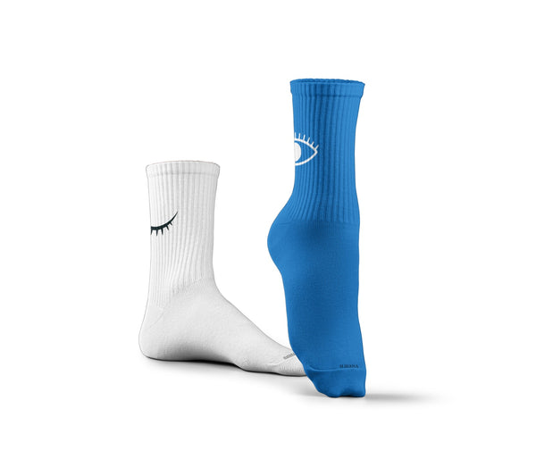 Eye Blue & White Socks