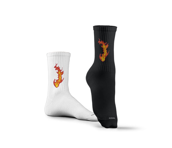 Fire Black & White Socks