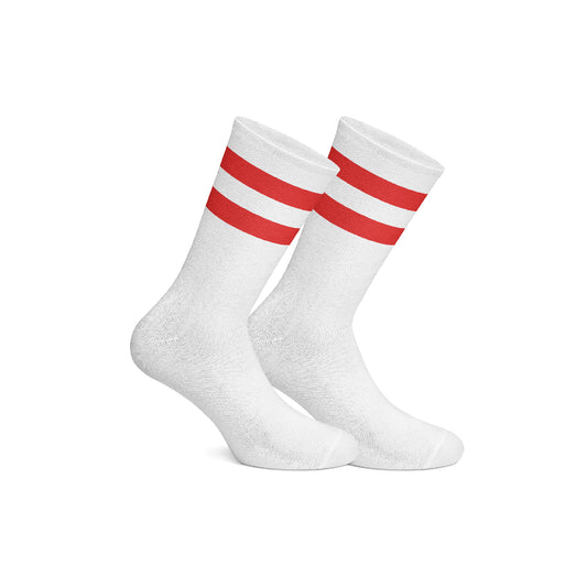 Basic white with red strips socks