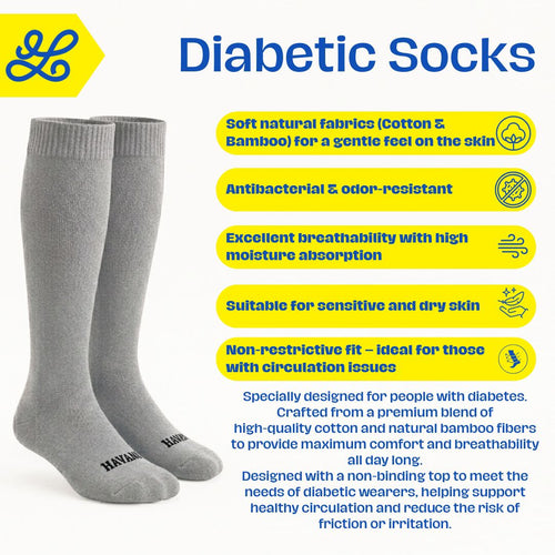Diabetic Light Grey Mid Calf Socks