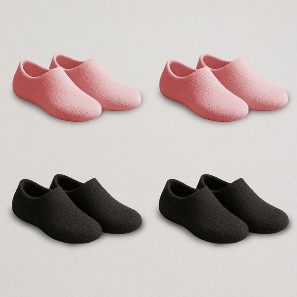 Pink, Black Wool Low Cut 4 pack Socks