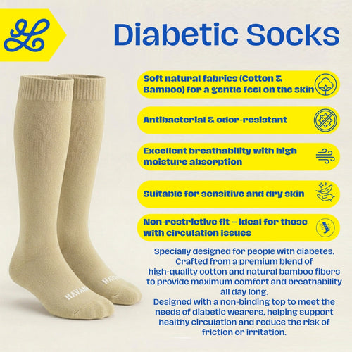 Diabetic Beige Mid Calf Socks