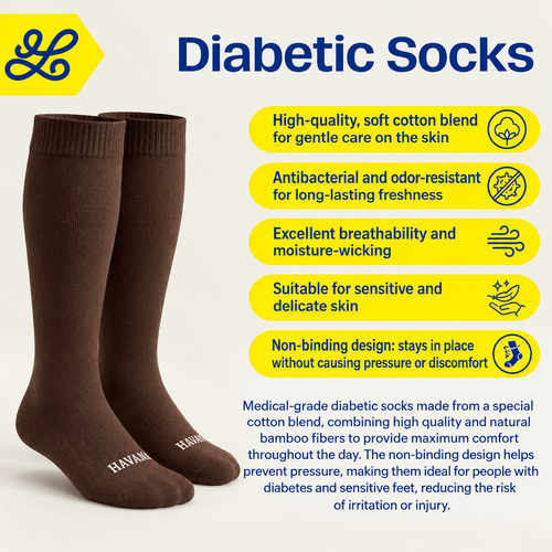Diabetic Brown Mid Calf Socks