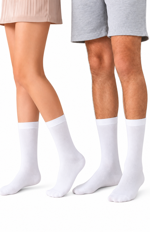 Unisex Nylon White Mid-Calf Socks