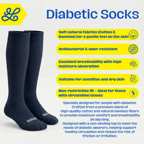 Diabetic Navy Mid Calf Socks