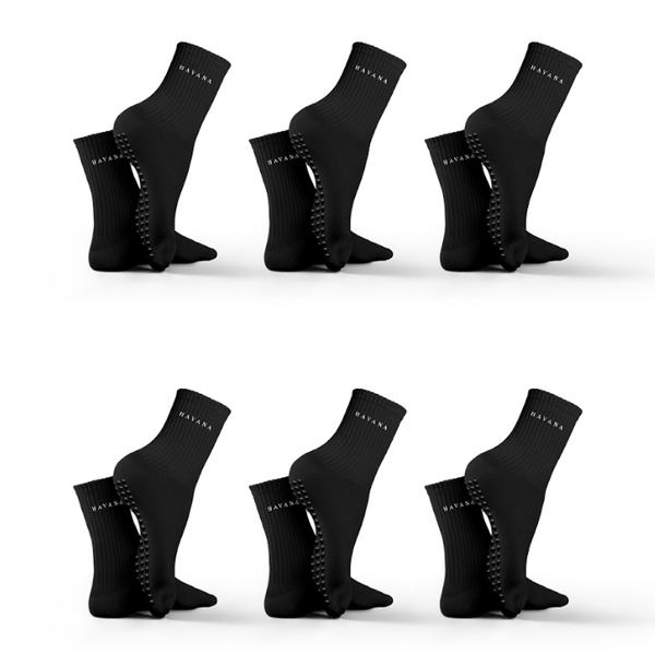 Silicon Black 6 pack Havana Mid Calf Socks