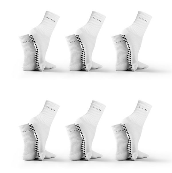 Silicon White 6 pack Havana Mid Calf Socks