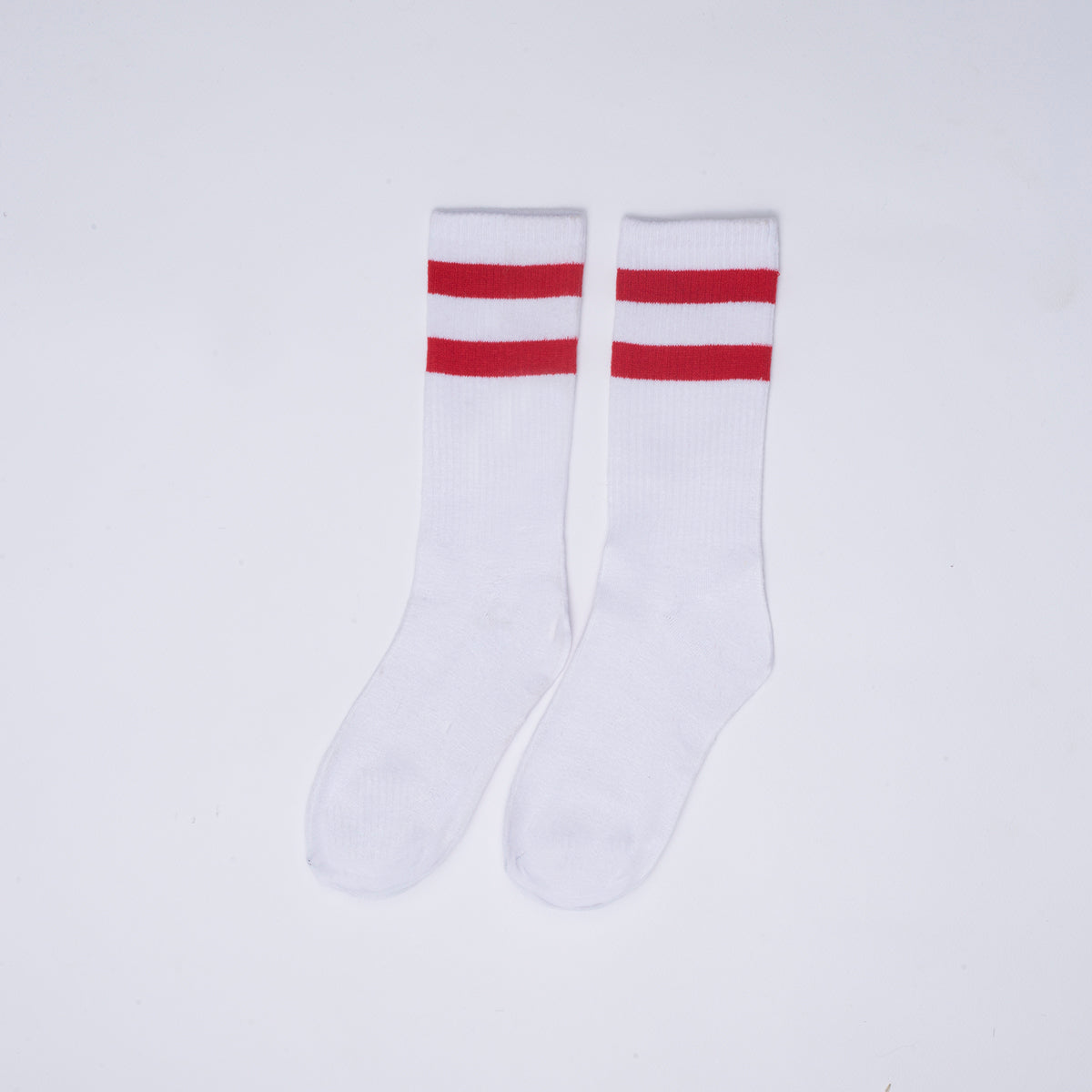 Basic white with red strips socks